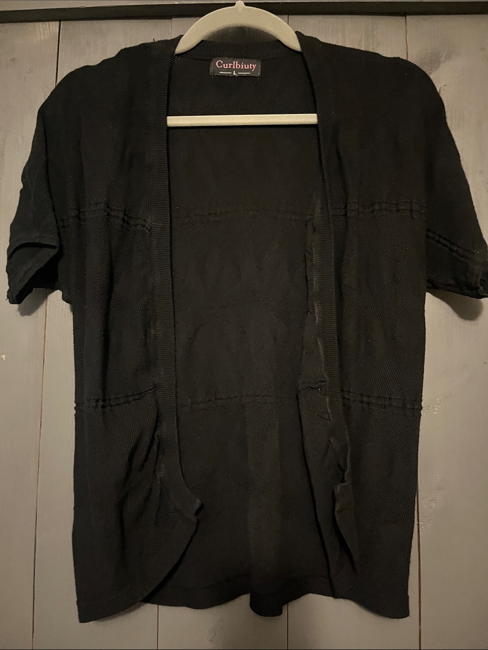 Black Open-Front Short Sleeve Cardigan Jacket